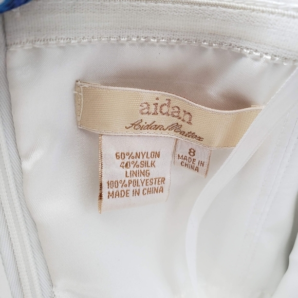 Aidan Mattox Women's 8 Paisley Maxi Dress Silk Blend Blue White Purple Formal - Picture 4 of 10